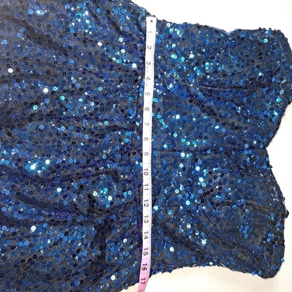 3 FOR 12 SALE DEB Blue Sequin Sparkle Glitter Dress. See photos for measurement. - Picture 11 of 13